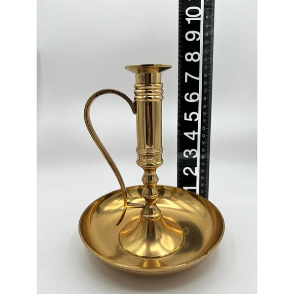 Large Brass Candlestick Holder - Picture 2 of 4